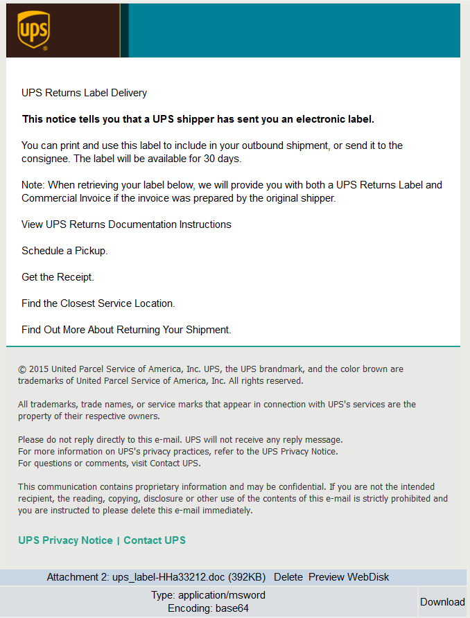 Post office and UPS scam emails containing Virus Blog